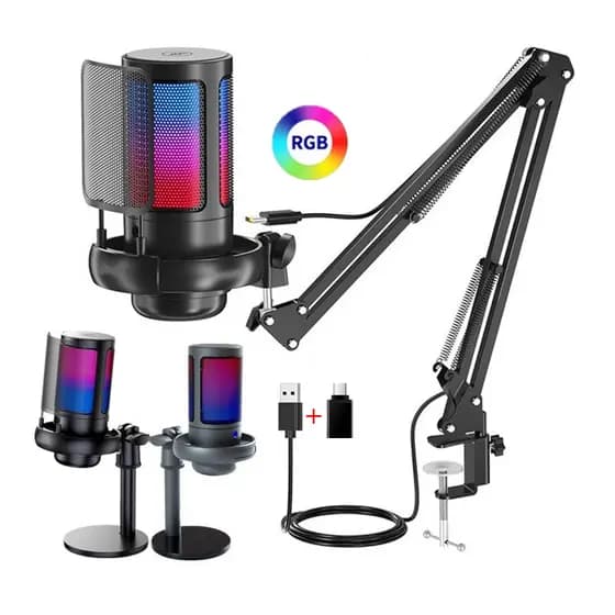 Condensador USB RGB Microfone PC Botão Mudo Para Jogos De Computador Laptop/PS4/5 Streaming Podcast Studio Gravação