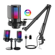 Condensador USB RGB Microfone PC Botão Mudo Para Jogos De Computador Laptop/PS4/5 Streaming Podcast Studio Gravação