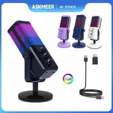 M7 RGB USB Mic Microfone Condensador Com Cancelamento De Ruído Para PC PS4/5 Gravação De Telefone Jogos Ao Vivo