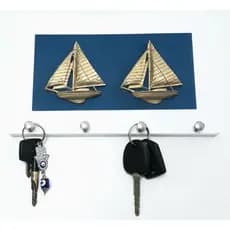 Porta chaves minimalista, parede, barcos dourados, do mar, decorativo, cozinha, sala, decoração prai