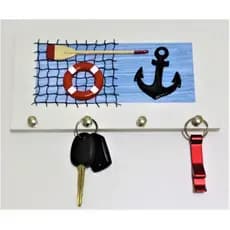Porta chaves de parede, com rede, remo, bóia e âncora, quadros decorativos, de praia,  sala, cozinha