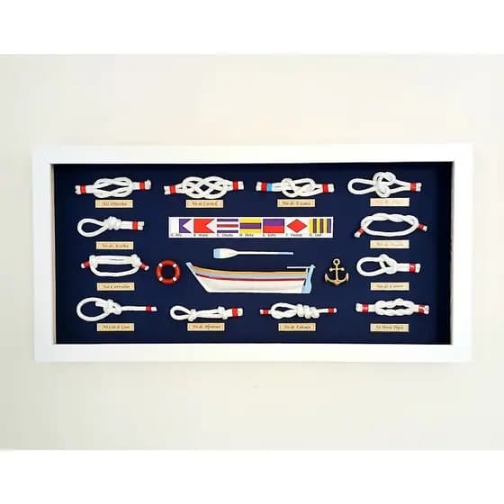 Quadro decorativo sala, decoração casa de praia, barco, nós, escritório, presente, náutico, 50X25 cm