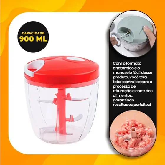 Processador Processadores De Alimentos Legumes Saladas Alhos 900ml Com 5 Laminas 13x12,5CM