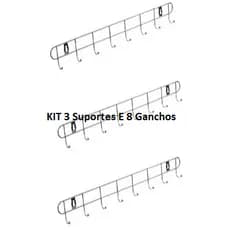 OFERTA KIT 3 Suporte Cabide Ganchos Aramado de 8  ganchos Wellmix