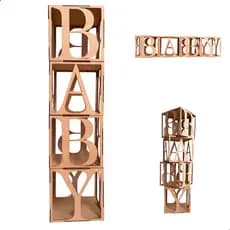 Kit Cubos Decorativos BABY MDF Cru Letras Vazadas Para Chá de Bebê Festa