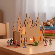 Kit com 10 Castelos Decorativos em MDF Cru Centro de Mesa Cachepô para Festa Infantil Temática ou Lembrancinha