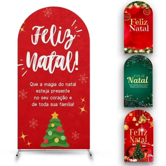 Capa Painel Romano Natal 1x2m Tecido Helanca Sublimada Sem Reflexo Cores Vivas com Elástico Perimetral