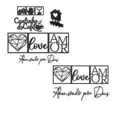 Kit Placas Decorativas MDF Preto Várias Opções de Modelos Disponíveis para Sala Quarto Cozinha Cantinho do Café e Ambien