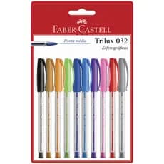 Caneta esferográfica 1.0 Trilux Colors SM/032ESC10 com 10 unidades Faber-Castell