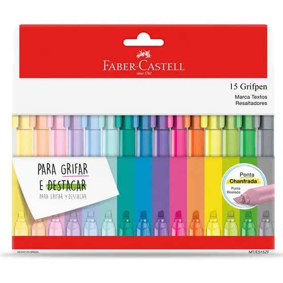 Pincel marca texto Grifpen com 15 unidades MT/ES15ZF\357015 Faber-Castell