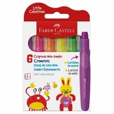 Giz de cera Little Creatives Jumbo neon 224007 com 6 cores Faber-Castell