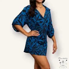 Camisão Jade, saida de praia de botões, estampado m ao pluz size La&mar