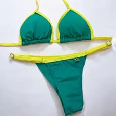 Conjunto biquinI Brasil bicolor, verde amarelo/marrom e marrom claro copa do mundo, 2026, fio duplo, biquini bronze
