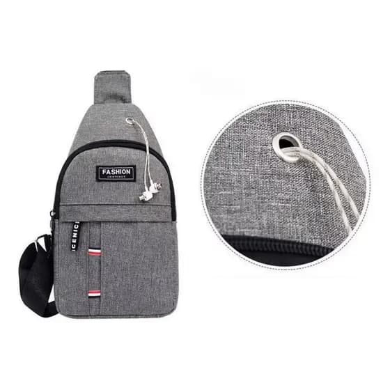 Bolsa De Peito Unissex Casual Transversal Ombro Fashion - Cinza - Lisa