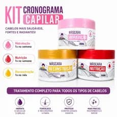 kit Cronograma Capilar Afrodite - 3 Máscaras Hidratação, Nutrição e Reconstrução - 250g cada