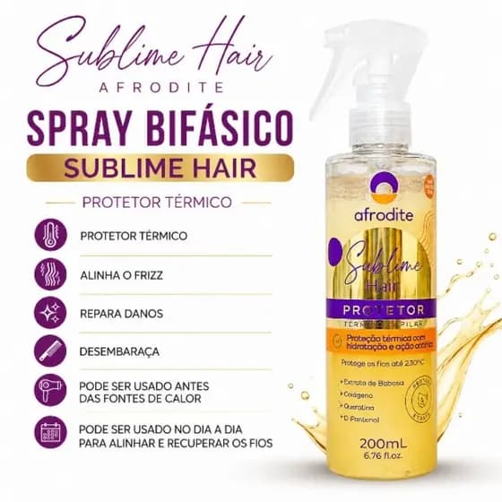 Protetor termico Spray bifásico Sublime Hair Afrodite