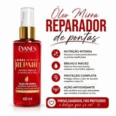 Óleo de Mirra Reparador de Pontas Évanes Professional 60ml | Nutrição, Brilho, Proteção Térmica e UV