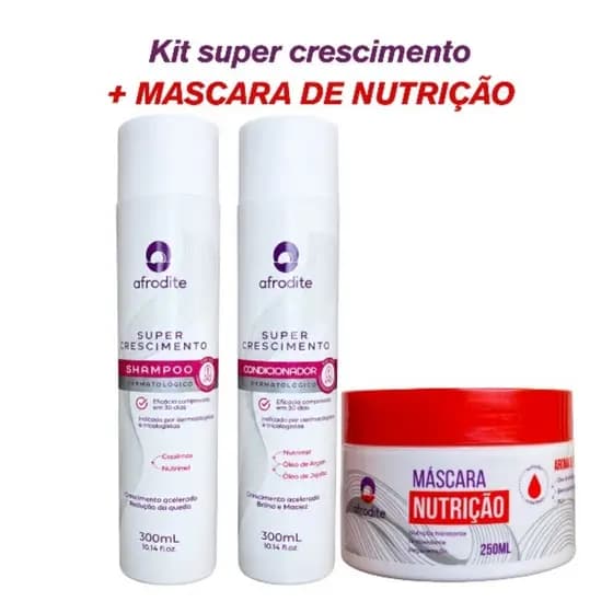 Kit Crescimento Capilar Afrodite + Máscara de Nutrição | Crescimento Rápido, Menos Queda e Brilho