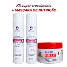 Kit Crescimento Capilar Afrodite + Máscara de Nutrição | Crescimento Rápido, Menos Queda e Brilho