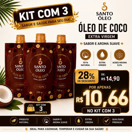 Óleo de Coco Extra Virgem Película 100ml Pouch - Santo Óleo