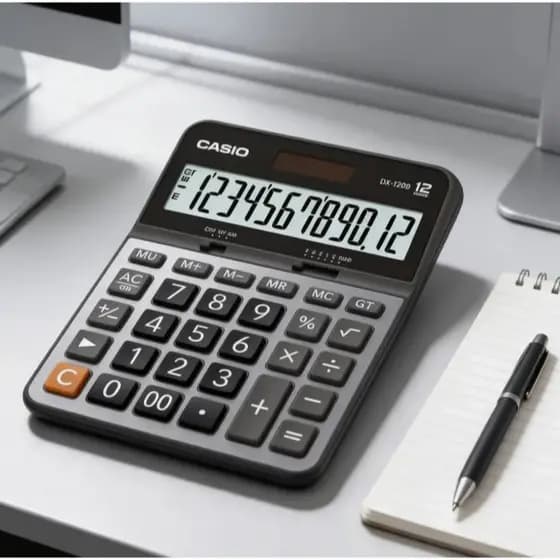 Calculadora DX120B 12 Dígitos Mesa Profissional Cálculo Rápido Preciso Alta Performance Escritório Prata