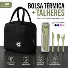 Kit Lancheira Bolsa Térmica Para Marmita Com Alça  Viagem Feminina + Porta Talher