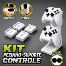 Kit Suporte Pezinho Console Xbox One S Séries S + Suporte Duplo Controle