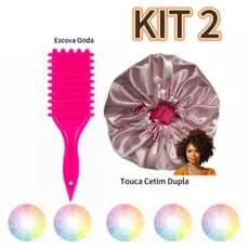 Kit Escova Onda +Touca Dupla Face de Cetim Cuidados com os Cabelos