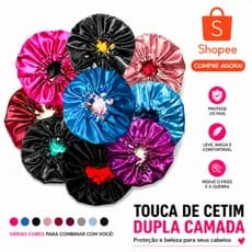 Touca de Cetim Dupla Face Ajustável com Regulador Antifriz Modela Cabelos Zero Friz Dormir Luxo