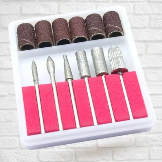 Kit Refil 6 Lixas + 6 Brocas Lixa Elétrica Lixadeiras Unhas