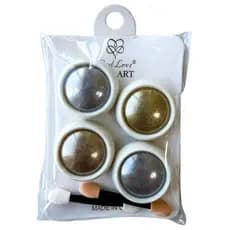 Enfeite Unha Pó Cromado Real Love GOS73 (1 pacote C/4 potinhos+2 pincéis aplicador) Tons Sortido Dourado Prata
