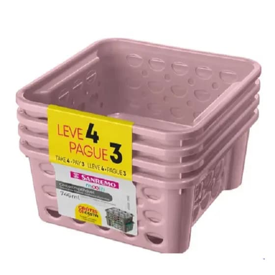 Cesta Empilhável Plástico 746ml Leve 4 Pague 3 Três cores