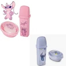 Kit 2 peças Porta Escova Multiuso e Saboneteira Stitch Infantil /Adulto