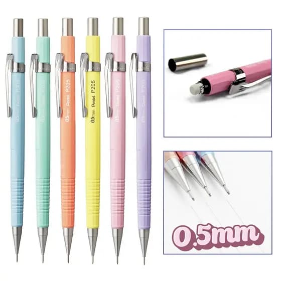 Lapiseira Técnica Pentel Sharp P200 0.5mm Cores Pastel (Tom Pastel) - Desenho Profissional Escolar