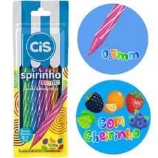 Caneta Esferográfica Cis Spiro Spirinho 0.7mm- 5 Cores Scents (Caneta Perfumada Cheirinho Frutinhas)