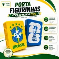 Porta Figurinhas Álbum Copa do Mundo 2026 | Caixa Organizadora de Figurinhas Cards | Estojo Compacto