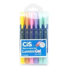Estojo Cis Marca Texto Lumini Gel Pastel 6 Cores Promo