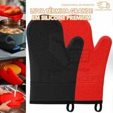 Luva de Silicone Térmica Grande Premium Resistente ao Calor 230°C Impermeável Antiderrapante para Forno e Cozinha