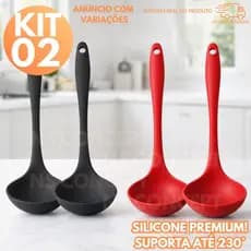 Jogo Conchas Silicone 2 Peças Alta Qualidade Utensílios Cozinha Não Risca Panelas Resistente Calor Fácil Limpeza Premium