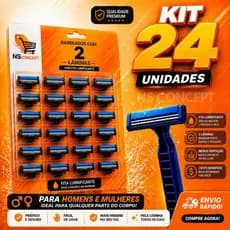 Jogo 24 Barbeadores Descartáveis Aparelho de Barbear 2 Lâminas e Fita Lubrificante Unisex