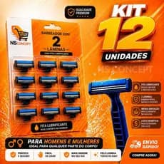 Jogo 12 Barbeador Masculino e Feminino Íntimo Descartável com Fita Lubrificante 2 Lâminas Descartável Qualidade Premium