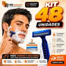 Kit 48 Barbeadores Descartáveis Aparelho de Barbear 2 Lâminas e Fita Lubrificante Unisex