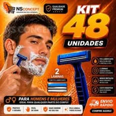 Jogo 48 Barbeadores Descartáveis Aparelho de Barbear 2 Lâminas e Fita Lubrificante Unisex