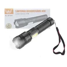 Lanterna Tática Portátil Bateria Recarregável Luz LED Lateral COB Altomex