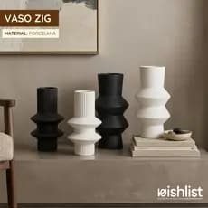 Vaso Geometrico Porcelana Decorativo Preto Branco