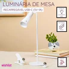 Luminária De Mesa Recarregável Retrátil Abajur Decoração Casa