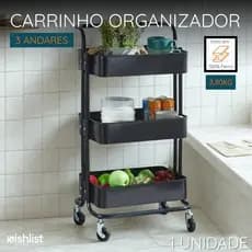 Carrinho Multiuso Organizador 3 Prateleiras Metal - Unidade