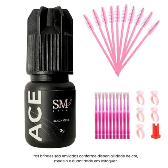 Cola de cílios Adesivo Cola de Cilios para Extensão Profissional SM Lash Ace 3g Cola Para Cílios
