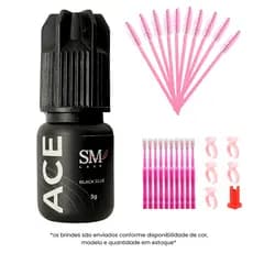 Cola de cílios Adesivo Cola de Cilios para Extensão Profissional SM Lash Ace 3g Cola Para Cílios