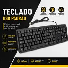 Teclado Usb Abnt2 Padrão Brasileiro Super Macio Notebook Pc Escritório Escola Trabalho Original
